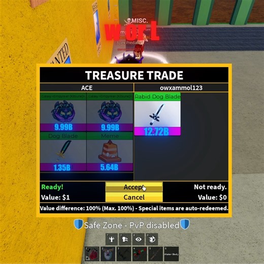 Trading 2 Galaxy Kitsune Memefruit and Dog Blade for Rabid Blade #roblox #bloxfruits