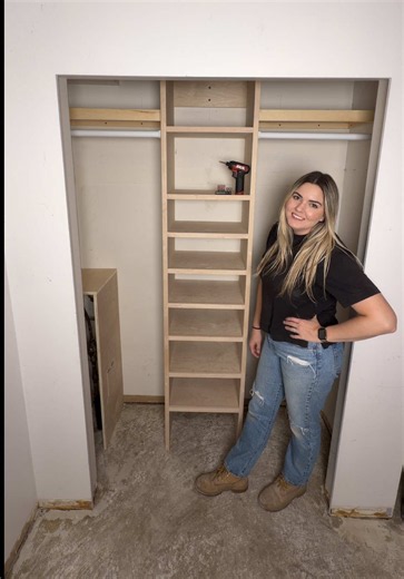 The shoes were never the problem... 😌👠 #ad Two sheets of plywood, a couple afternoons, and we've got ourselves a custom closet organizer! The real MVP of this install? My new compact SKIL PWRCORE GO Power Driver! @SKIL Small but mighty and SO handy for getting into all those tight spaces. 🙌🏼 🔗 Check it out here: https://geni.us/tmm5Ccd #SKILTools #DIYCloset #ClosetOrganization #DIYHome
