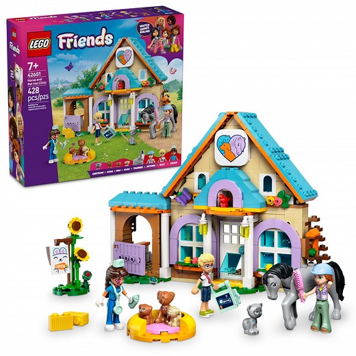 LEGO Friends Horse and Pet Vet Clinic -Veterinarian Playset for Kids, Girls and Boys, Ages 7 - Toy Building Set for Pretend Play with 3 Minidolls, Horse Toy, Dog, and Cat - Gift Idea - 42651
