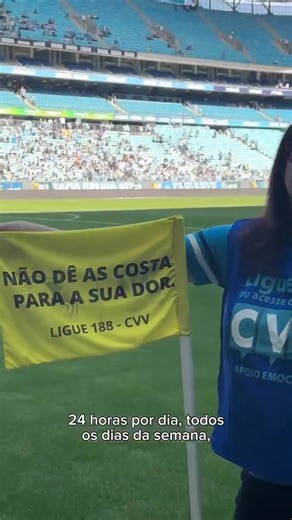 2.7K views · 56 reactions | MÊS DE CUIDADO  Durante os jogos de setembro na Arena, o Grêmio, em parceria com o CVV e a Arena do Grêmio, promoveu ações de conscientização do Setembro Amarelo: seguranças com coletes, bandeira em campo, braçadeiras, mascotes e mensagens no telão. O mês se encerra, mas o cuidado com a vida é para sempre!  Ligue 188 ou acesse cvv.org.br | Gremista de Alma | Facebook