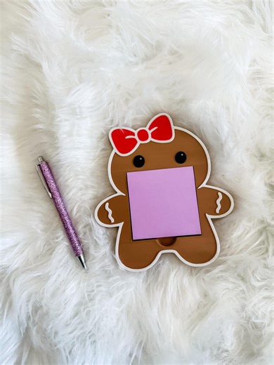 Gingerbread Decor - Sticky Note Holder for Desk. Christmas Office Supplies. - Etsy