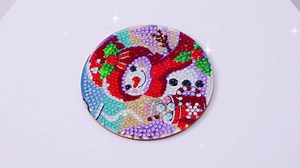 Arttoplus 8 PCS Christmas Diamond Art Coasters Kit-Chirstmas Snowman Diamond Painting Coasters Kits with Holder for Beginners,Crafts Kits for DIY Coaster for Adults as Gift Home Decors