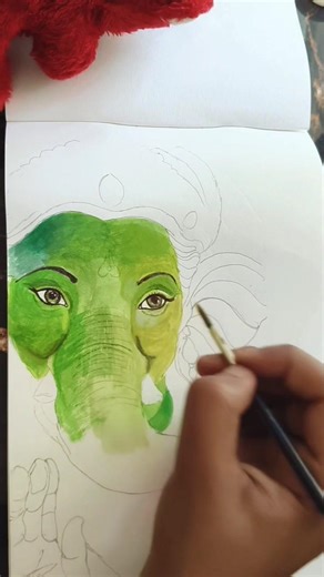 Unique Green Ganesha Painting! 🐘✨ | Satisfying Acrylic Art #shorts #art