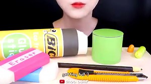 Edible School Supplies ASMR Edible Glue, Pencil, Eraser, Earplug 🏫 💖 CHOA Love You 💖 ✨ Thanks for Watching ✨ | Food Eating ASMR