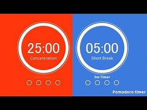 【ポモドーロタイマー】25分集中&5分休憩 ×4→30分長休憩 (フリー動画)【Pomodoro timer】【ほぼ無音】