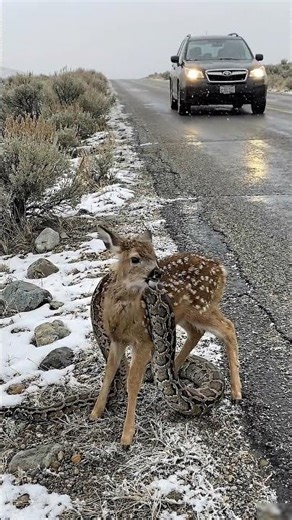 The Python Caught The Deer 😥#shorts