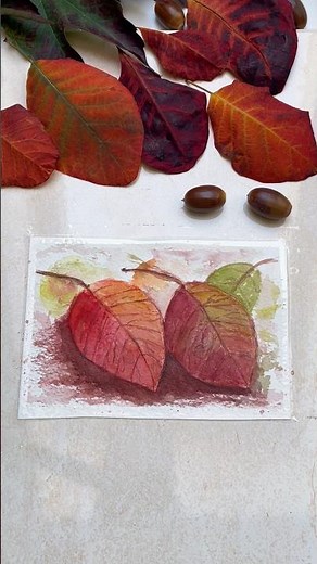 Aquarellmalerei im Herbst 🍂 | Rote Blätter in Wasserfarben#aquarelle #painting#tutorial #watercolor