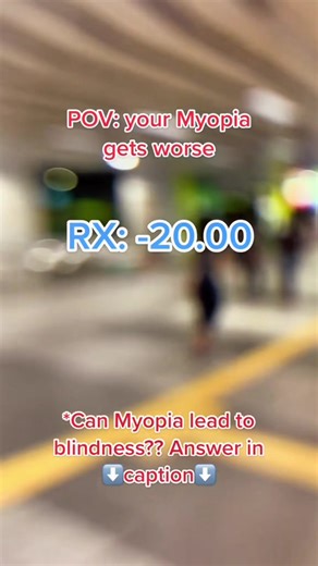 Myopia may lead to blindness! Esp highly myopic eyes can eventually lead to blindness. It is caused by the elongation of the eyeballs which may lead to retinal detachment@ As the eyes grow vertically longer, the layer at the back of the eyes may separate causing sudden blindness!! This can be corrected before the age age of 21 (Can be started at any younger age) so do seek help form us & tag them to spread awareness :))