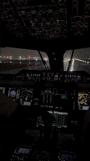 Night Departure in the Airbus A350 Cockpit | Rainy Runway View | Rainy Night Flight Departure