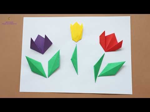 Comment faire une tulipe en papier? 🌷 Origami Tulipe Facile. Fleurs en papier.