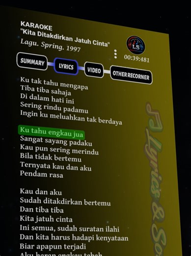 "Kita Ditakdirkan Jatuh Cinta" Lagu. Spring. 1997 [KARAOKE] #creatorse...