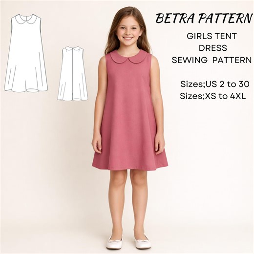 Girls Tent Dress Sewing Pattern (pdf,a4-a0,girls Size 2–17 Years) - Etsy