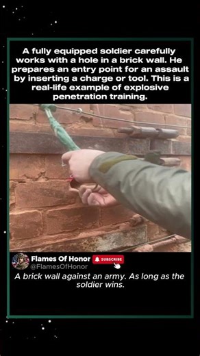 Soldier Prepares Explosive Breach on Brick Wall #military #breaching