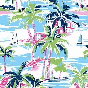Preppy Palm Beach Digital Paper | Under the Sea | Beach Seamless | Beach Digital Download | Summer Beach Pattern | Junk Journal | Palm Trees - Etsy