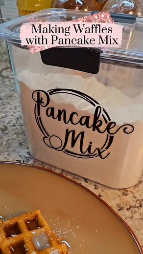 Waffles with Pancake Mix! Super easy! 🤗 Just add 2 tbsp of melted butter or oil per cup of dry pancake mix! | The Craftologist