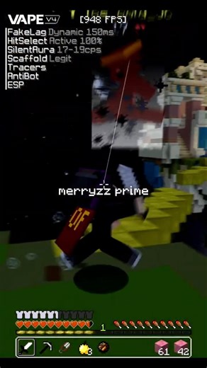 merryzz prime. (vape client) #shorts #minecraft #fyp