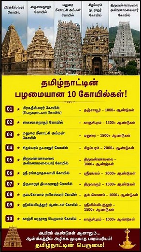 Oldest Temples in Tamil Nadu You Must Visit! 🛕 #TamilNadu #AncientTemples #History #Shorts #Trending