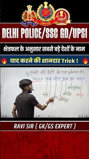 क्षेत्रफल के अनुसार सबसे बडे़ देशों के नाम | GK GS की शानदार Trick