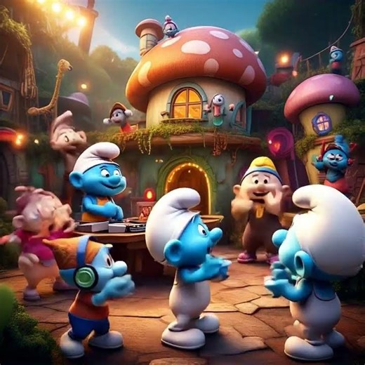 “Smurf Village Dance-Off: The Ultimate Party!”