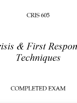 CRIS 605 Crisis & First Response Techniques COMPLETED EXAM 2026 (Complete And Verified Study material) (10pages) LEARNEXAMS What are the three phases of a crisis according to the Crisis Intervention Model? Explain each phase briefly and give an example of a crisis situation that fits each phase. (3 points) - The three phases of a crisis are: pre-crisis, acute crisis, and post-crisis. - The pre-crisis phase is the period before the crisis occurs, when the person or system is functioning normally 