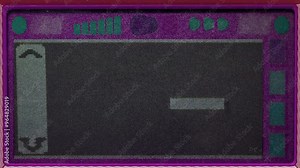 retro looking kids toy OSD gaming monitor screen with blank flickering video playback signal, 4k damaged video playback overlay, old display. Stock Video