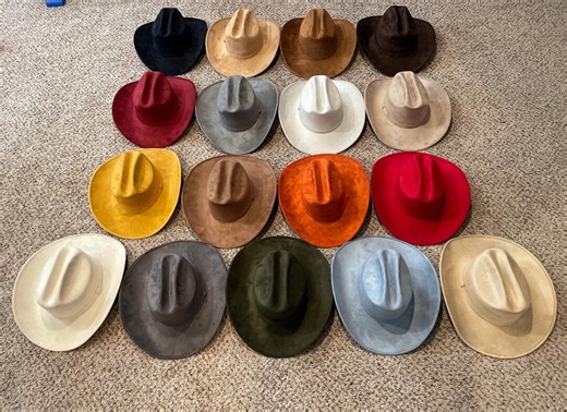 Mexican Hat. LARGE AMERICAN COWBOY Model. Hat With the Brim Slightly Bent. Vegan Suede Hats. - Etsy