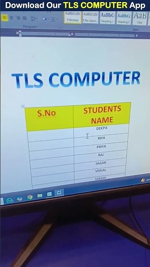 MS Word Table Auto Numbering #msword #tlscomputer #excel