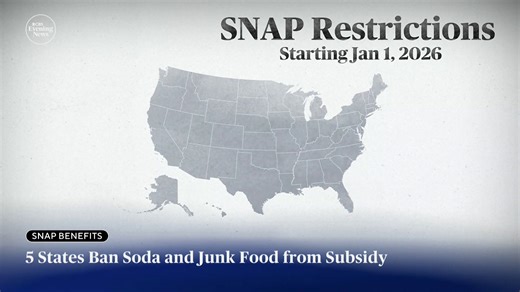 In 2026, 18 states are set to ban SNAP recipients from using their benefits on items like soft drinks or candy. The move is part of the government's Make America Healthy Again initiative that's designed to reduce obesity and chronic diseases like diabetes. | CBS Evening News