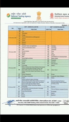 UGC NET December 2025 Exam Schedule Out | Subject-wise Date & Shift | NTA Official Notice