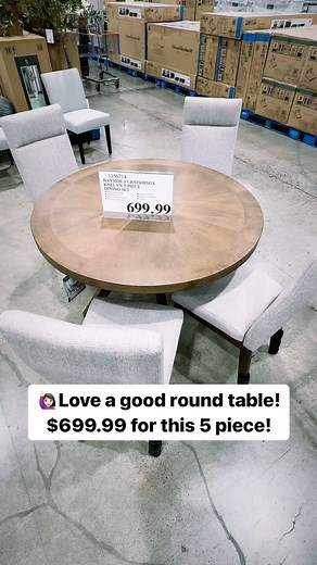 🙋🏻‍♀️Love a good round table! $699.99 for this 5 piece! #costcodeals #costco #diningtable #furniture | Costco Deals