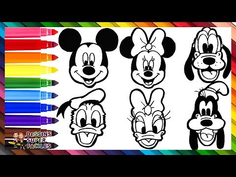 Dessiner et Colorier Mickey Mouse et Ses Amis ❤️⚫⚫🎀🐭🐶🦆 Dessins Pour Enfants