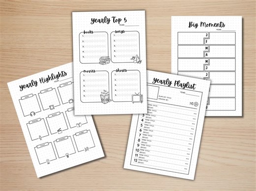 End of Year Review Bundle - PRINTABLE Journal Page - End of Year Review - Yearly Planner Page - Yearly Tracker - Year in Review - Etsy