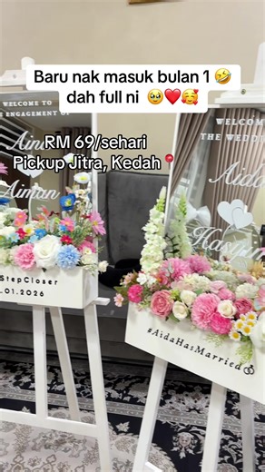 Kita tgh siapkan order bulan 1 . RM 69/day 😍 Pickup Jitra, Kedah. #welcomeboard #welcomeboardmurah #welcomeboardtunang #welcomeboardkedah #pelaminutara Welcome Board Theme Klasik Malay