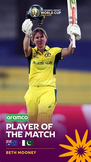 She will not go down 💪 Beth Mooney led from the front 🆚 Pakistan with a tremendous century 🤩 Watch her aramco POTM highlights here 📹 #AUSvPAK #CWC25 | ICC - International Cricket Council