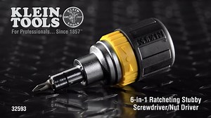 17K views · 673 reactions | Smooth ratcheting action in this 6-in-1 Ratcheting Stubby Screwdriver (32593) helps you work easier in tight spaces. Includes P1, P2, SL ¼ & 3/16” bits, & ¼ & 5/16” Nutdrivers. https://www.kleintools.com/catalog/multi-bit-nut-drivers/multi-bit-ratcheting-screwdriver-6-1-stubby-ph-sl-nut-bits #KleinTools #RealProsKnow #tradesman #Electrician | Klein Tools | Facebook