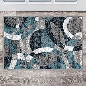 Rugshop Contemporary Modern Circles Abstract Area Rug 2' x 3' Blue