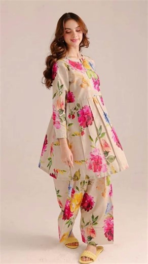 :Vibrant Mixed Color Dress Designs | Pink, Blue, Grey & White Outfit Ideas