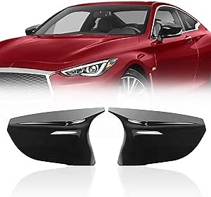 Infiniti Mirror Caps - Rearview Mirror Cover Covers Compatible with Q50, Q60, Q70, QX30, QX50 (Glossy Black)