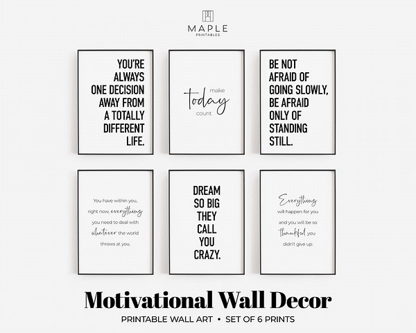Motivational Posters, Set of 6 PRINTABLES, Office Decor for Women, Motivation Wall Art, Inspirational Work Quotes, Modern Home Office Prints - Etsy