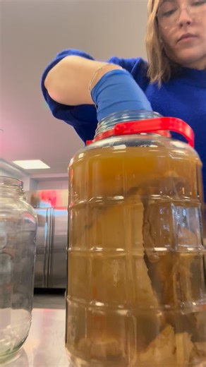 MEET OUR SCOBY (Symbiotic Culture of Bacteria & Yeast) Here you can see layers of probiotic goodness made from our LIVING mother! She is what makes our apple cider vinegar so special and different from all the rest… a live culture of bacteria and yeast that begins in our orchards soil and takes physical form when we feed her our apples. Our apple cider vinegar is raw, unpasteurised and has an acidity of 5%, so she remains alive all the way through our orchard to bottle process. Any ACV that has 