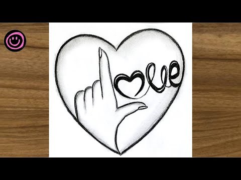 Cute heart with love drawing || Very Easy drawing ideas for beginners || Step by step drawing