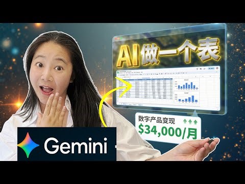 用Gemini 10分钟做出能卖钱的表格！AI数字产品变现2026 | 零基础Google Sheet完整教程 | 边际成本为0的躺赚生意