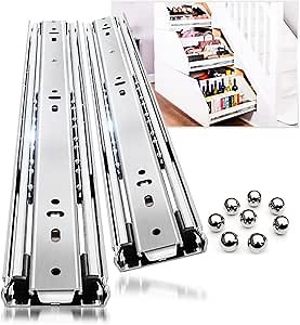 YENUO Heavy Duty Drawer Slides Full Extension Side Mount 12 14 16 18 20 22 24 26 28 30 32 34 36 40 Inch Metal Rails Track Guide Glides Runners 150 Lbs 1 Pair (Without Lock, 14 inch)