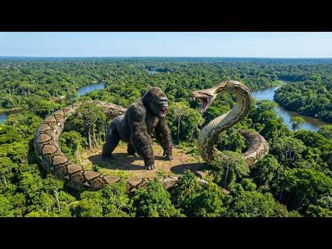 King Kong vs Monster Python Fight – Aerial Jungle Battle!