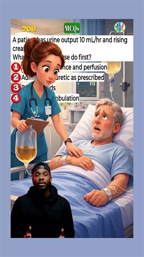 Urine Output 10 mL/hr with Rising Creatinine — Identify the Early Sign of Acute Kidney Injury Oliguria with increasing creatinine suggests deteriorating renal perfusion, requiring immediate hemodynamic and fluid status assessment to prevent progression to acute renal failure. #AcuteKidneyInjury #RenalPerfusion #NursingAssessment #CriticalCareNursing #NCLEXPrep