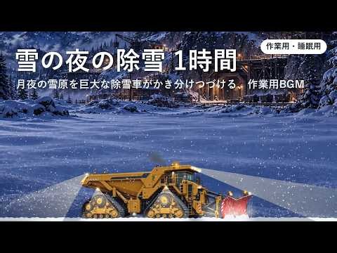 【作業用BGM 1時間】月夜の雪原を除雪しつづける巨大クローラー除雪車｜睡眠用・勉強用
