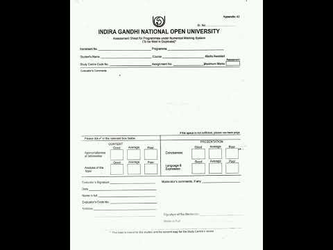 IGNOU -How to fill Assignment Front page