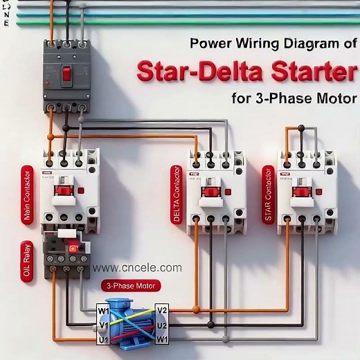 Wiring Diagram 🔌 Star-Delta Starter for 3-Phase Motors