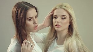 Two beautiful models at a joint photo shoot