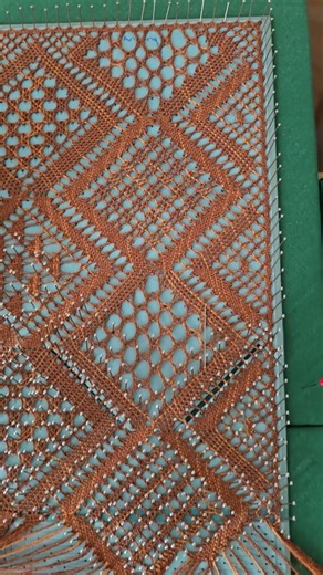 A complete pattern set (repeat) has been crocheted.